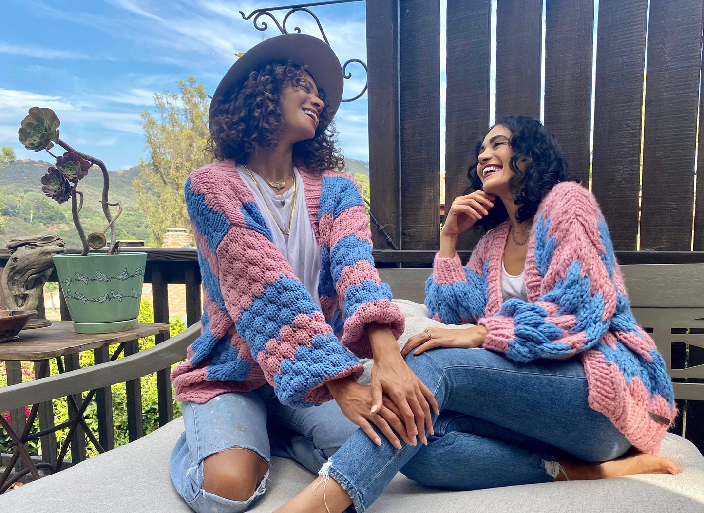 Chunck knit fun color cardigan sweater