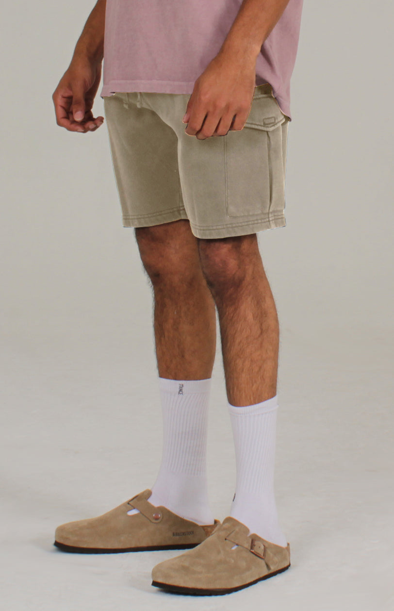 Wake Pigment Dye Cargo Short | Stone