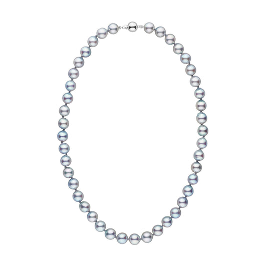 9.0-9.5 mm Silver-Blue Akoya Baroque Pearl Necklace