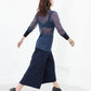 Cuffed Mesh Tee in Navy/Black