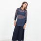 Cuffed Mesh Tee in Navy/Black