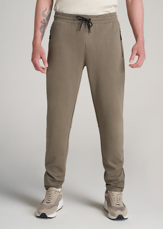 Tall Men's Tech-Knit Zip Joggers in Deep Taupe